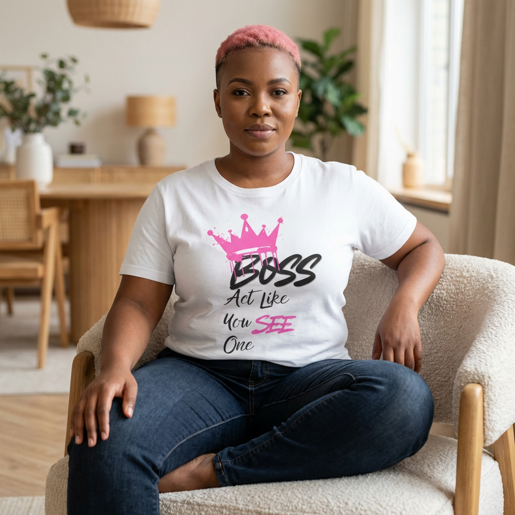 Boss Act Like You See One T-Shirt – Pink Crown Graphic Tee