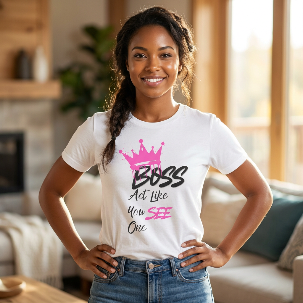 Boss Act Like You See One T-Shirt – Pink Crown Graphic Tee