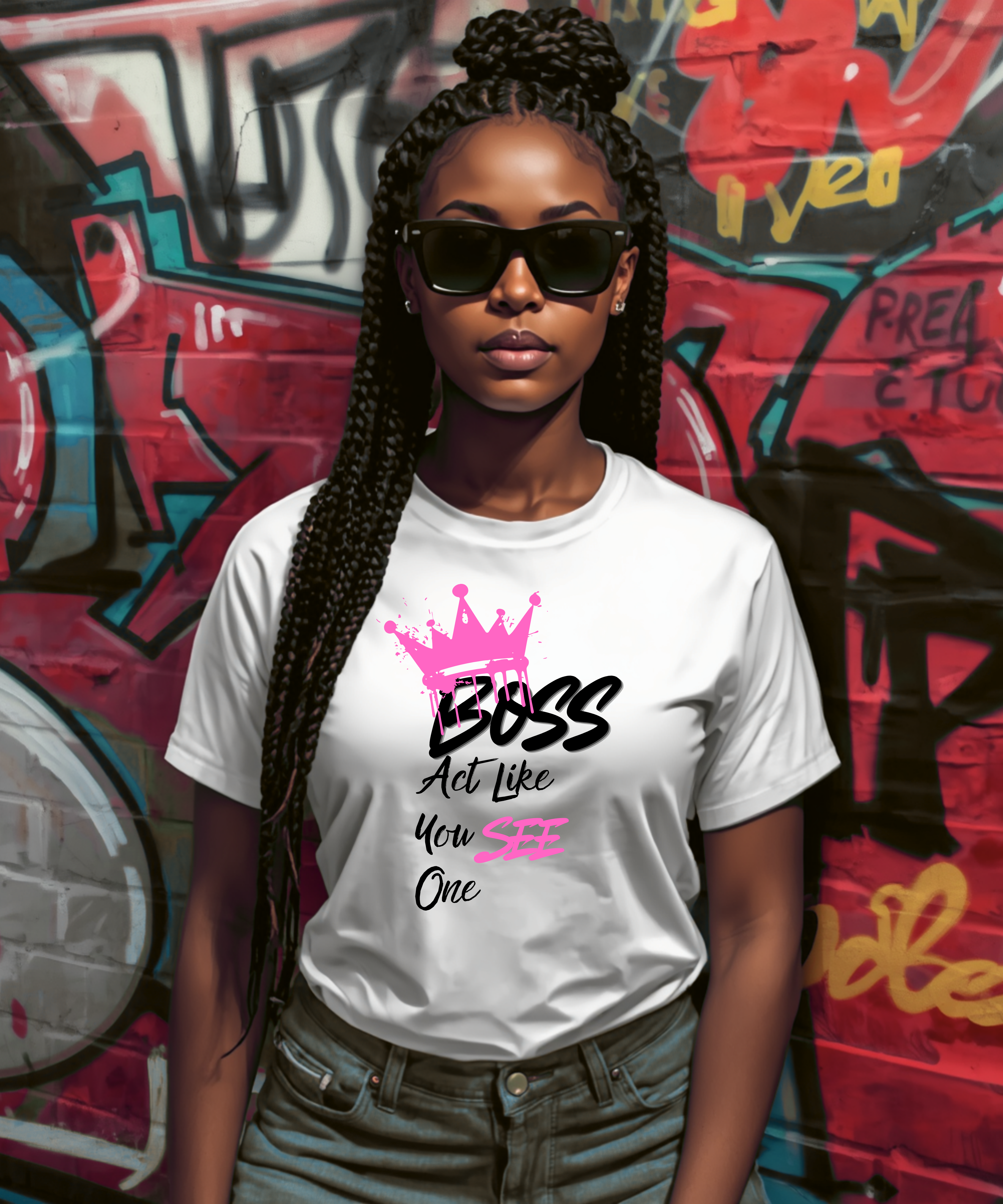 Boss Act Like You See One T-Shirt – Pink Crown Graphic Tee