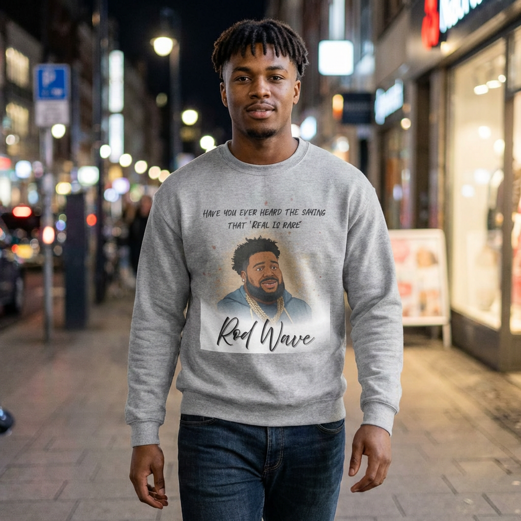 Rod Wave Tribute Sweatshirt — "Have You Ever Heard The Story That Real Is Rare" Albums Dates Back Print