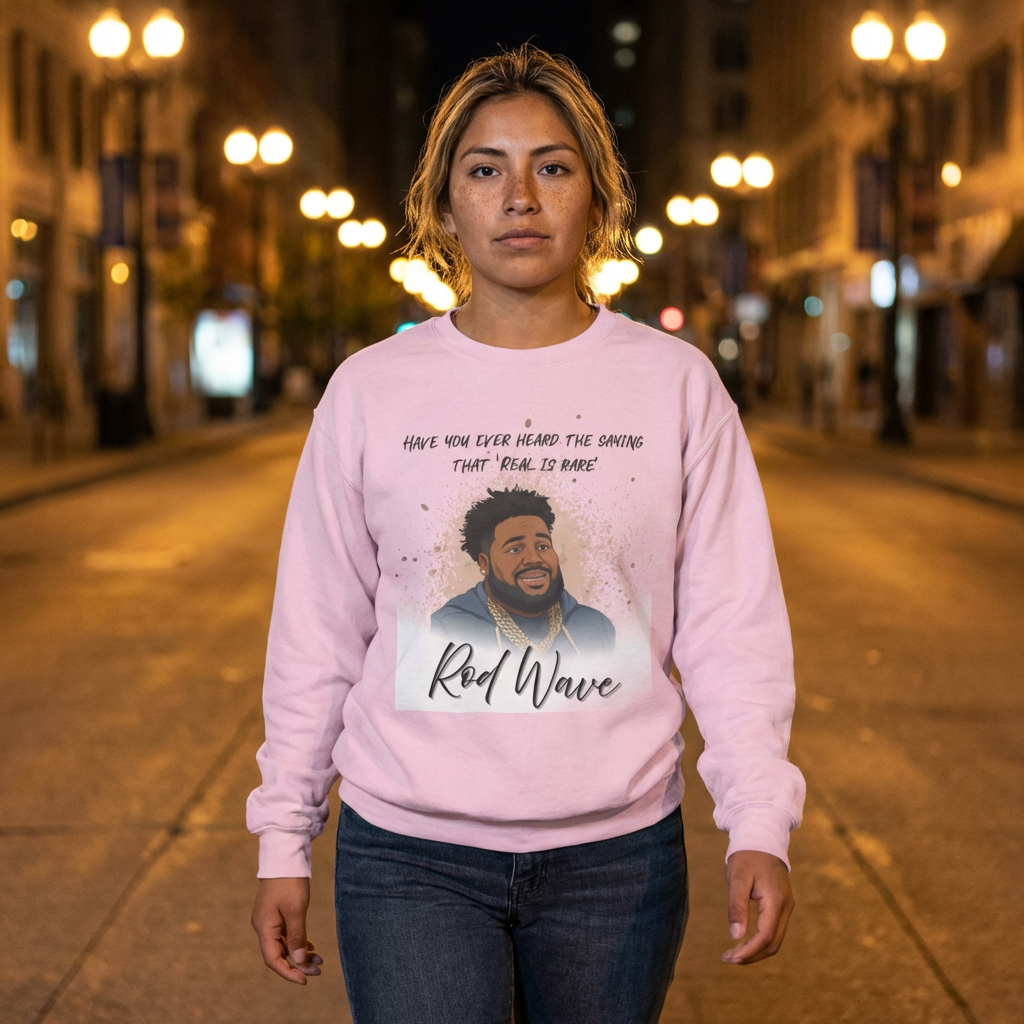 Rod Wave Tribute Sweatshirt — "Have You Ever Heard The Story That Real Is Rare" Albums Dates Back Print